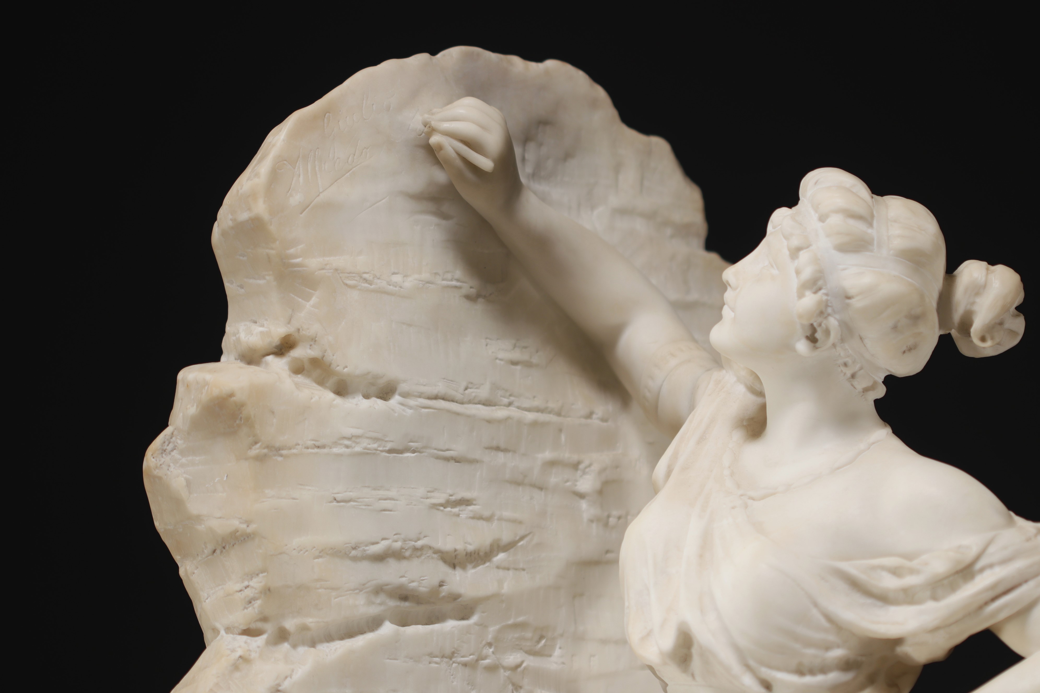 Ildebrando BASTIANI (1867-?) - "Young woman naming her lover" Sculpture in white marble... - Image 2 of 5