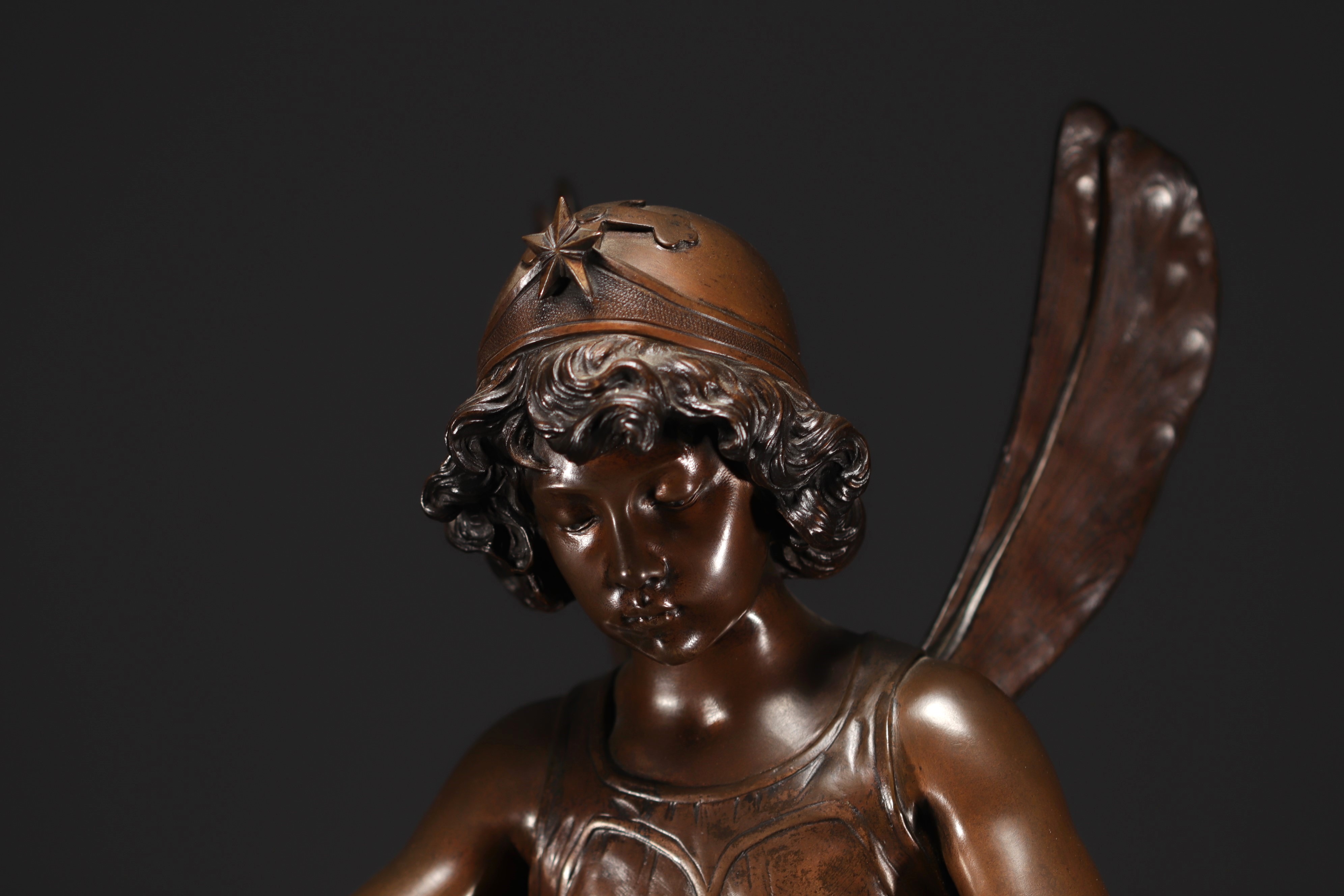 Alfred Joseph CHARRON (1863-1955) "Genie des sciences" Bronze with shaded brown patina, circa 1900. - Image 2 of 6