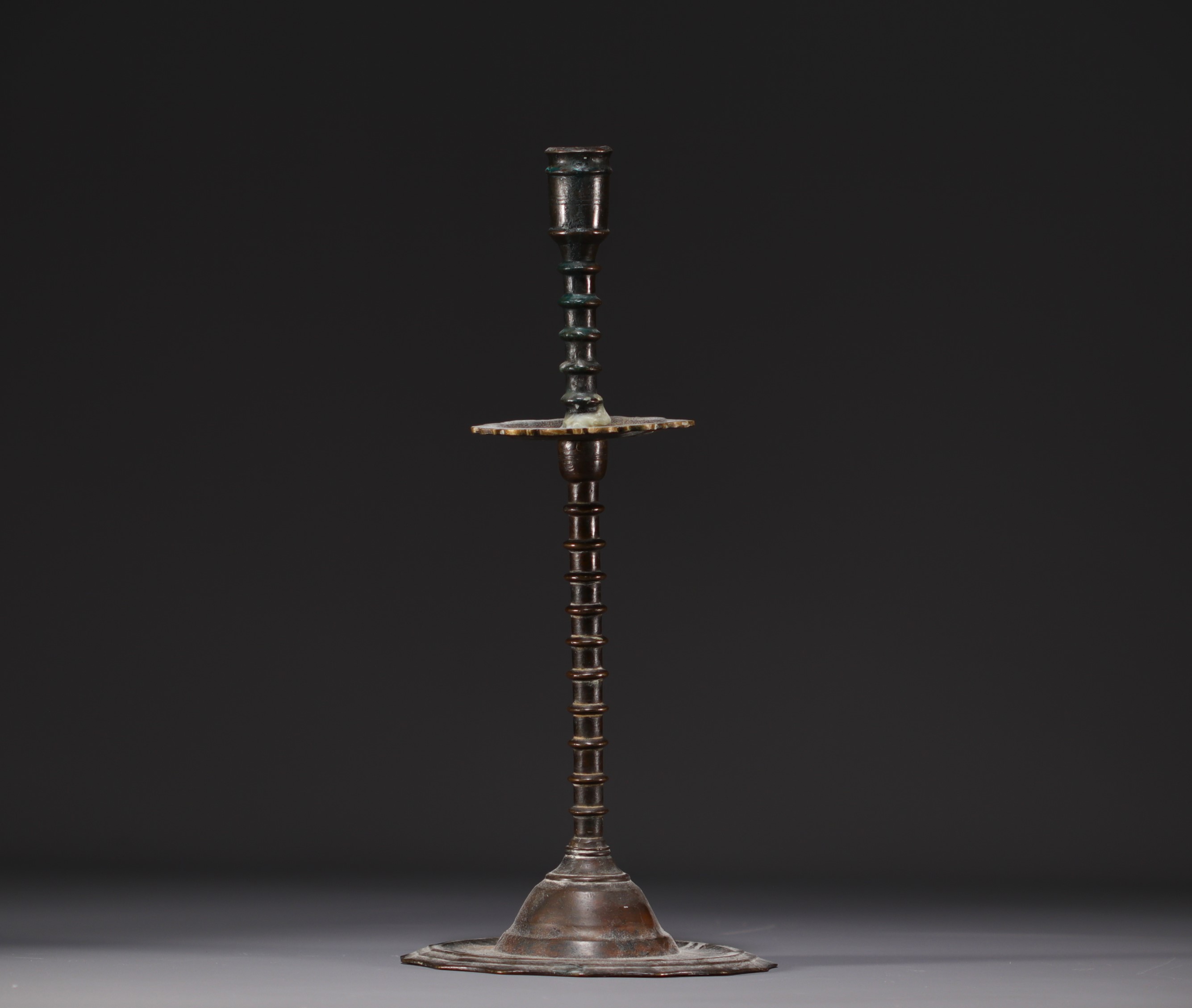 Bronze candlestick from the 16th century, Flanders. - Image 4 of 4