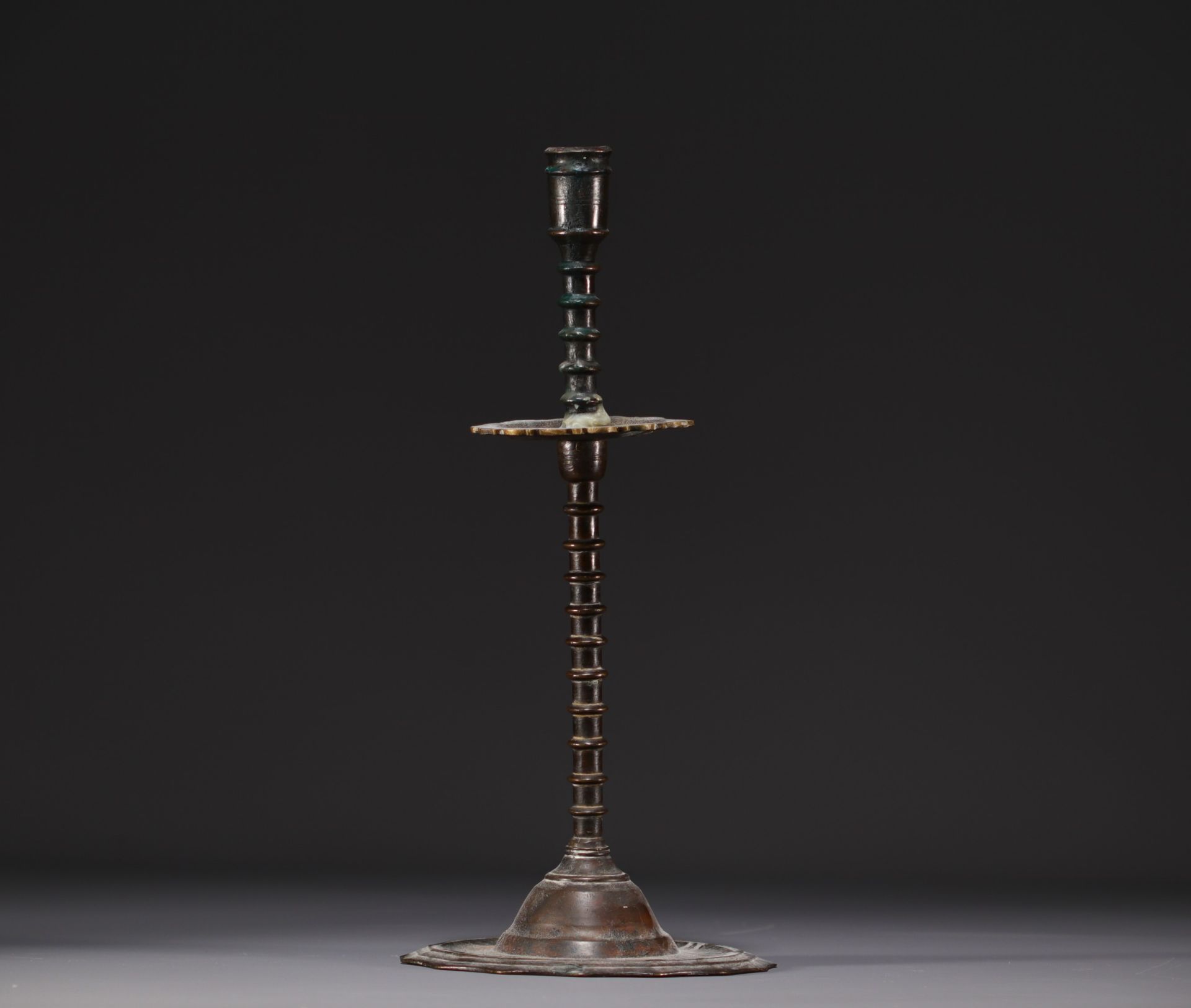 Bronze candlestick from the 16th century, Flanders. - Image 4 of 4