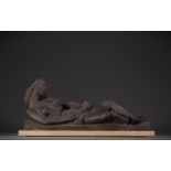 Alcide MATHIEUX (1906-1992) "Maternity" Cubist terracotta sculpture on marble base.