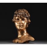 VERRYDEN Freres Gand - Bust of a young man in gilded bronze.