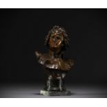 Lucas MADRASSI (1848-1919) "Young Napoleon Bonaparte" Bust in bronze with brown patina.