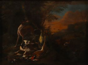 Adriaen DE GRYEFF (1657-1722) "Hunting scene" Oil on canvas, 17th-18th century.