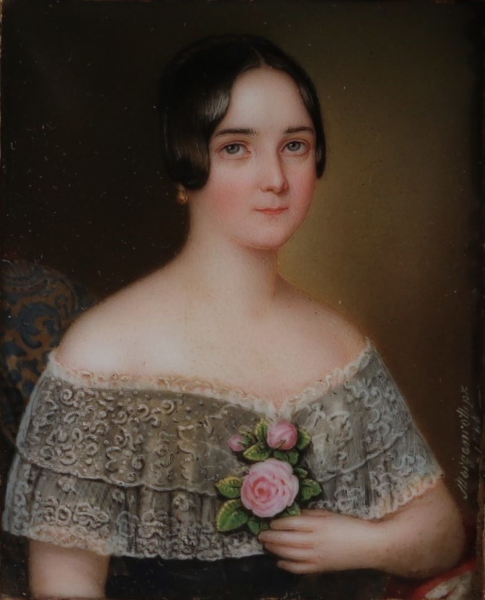 Johann Martin MOGENROTH (1800 - 1859), "La Dame à la Rose" - Image 2 of 2