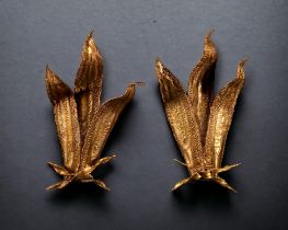 Paul MOERENHOUT - Pair of brass "Corn ear" wall lights, circa 1970.