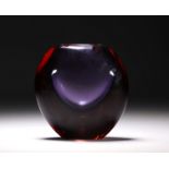 Flavio POLI (1900-1984) Vase in violet-red and brown-tinted glass, Italian work by Seguso Vetri in M