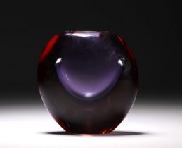 Flavio POLI (1900-1984) Vase in violet-red and brown-tinted glass, Italian work by Seguso Vetri in M
