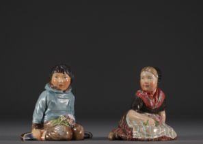 Carl MARTIN-HANSEN for Royal Copenhagen, "Jeune fille des Feroe" and "Greenland", in porcelain, Juli