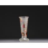 Cristallerie Emile GALLE - Frosted and enamelled vase with blackberry decoration, signed with a roul