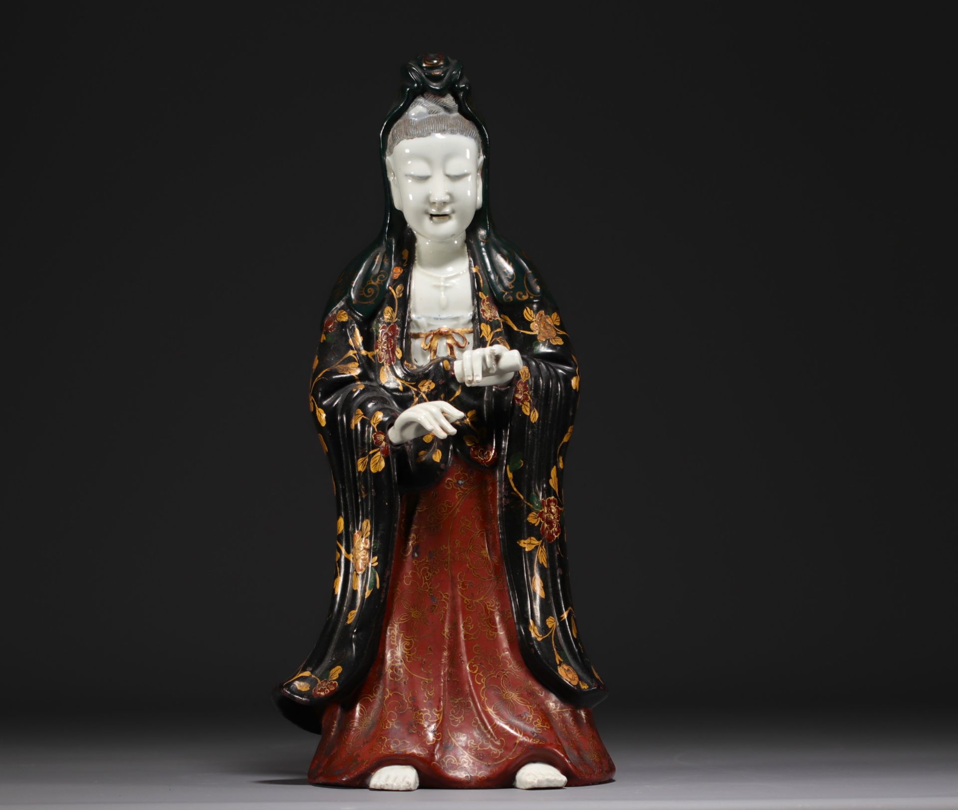 China - Guanying in polychrome porcelain, movable arms.