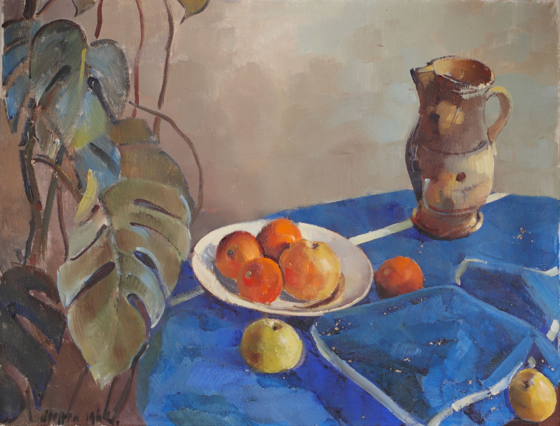 Walter Arnold STEFFEN (1924-1982) "Still life with fruits" Oil on canvas, signed and dated 1962.