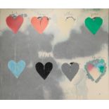 Jim DINE (1935- ) "8 Hearts" Print on paper, 1970.