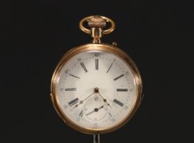 Pocket watch in 14k gold, total weight 77.6 g.