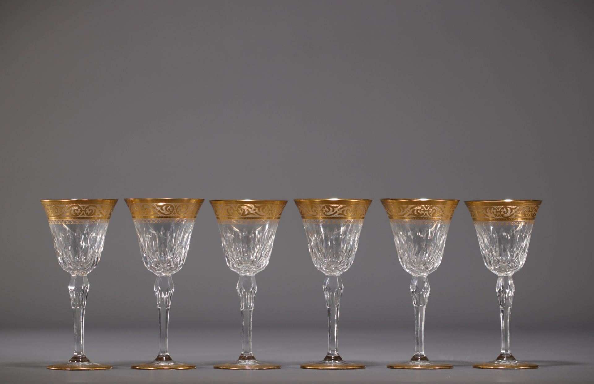 Cristallerie de Saint Louis, set of six "Thistle" glasses.