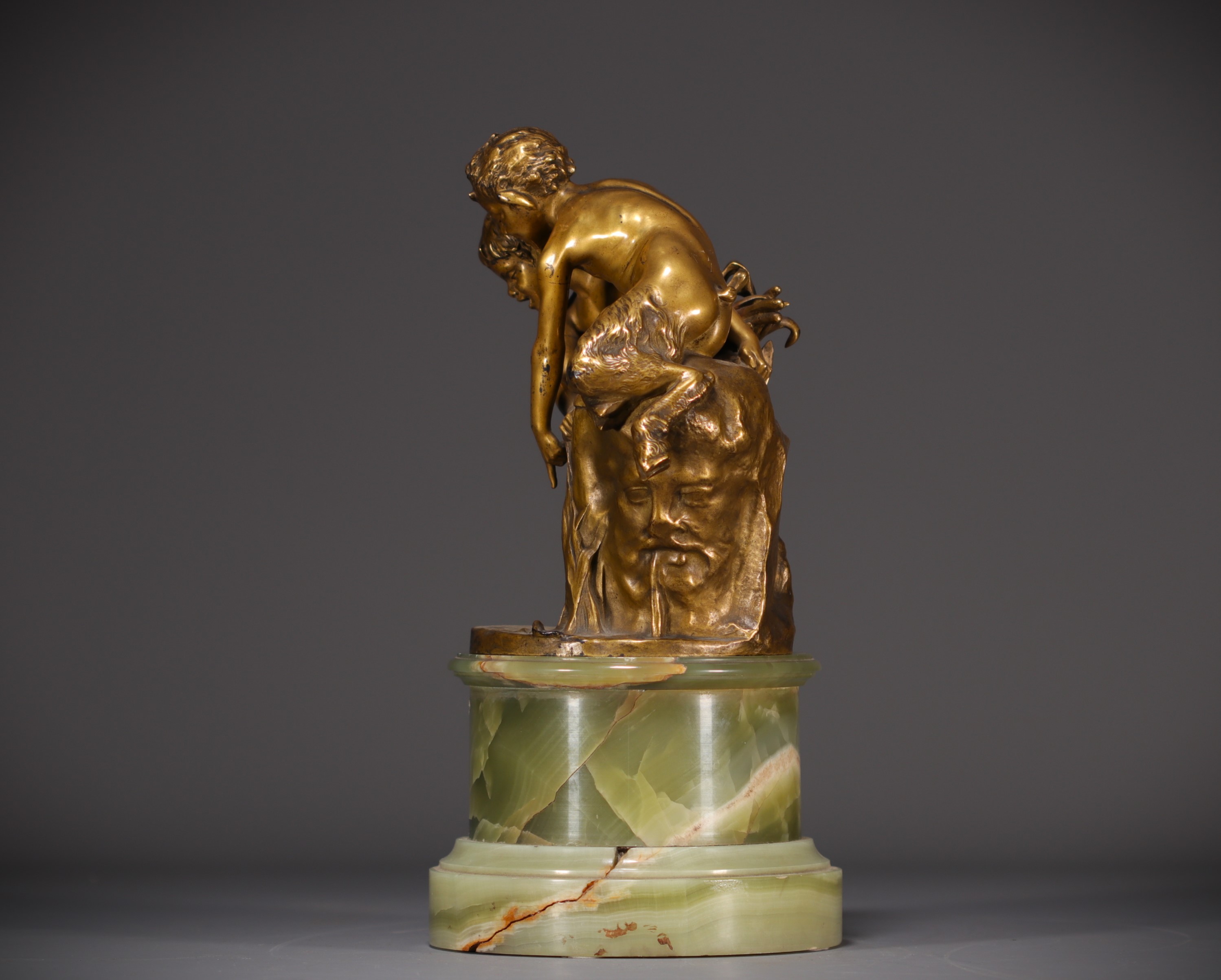 Raoul LARCHE (1860-1912) "Jeunes Faunes" Gilt bronze on marble base, signed. - Image 4 of 8