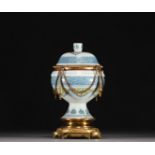China - Ducai porcelain "Dou" covered vase, bronze mounting, Qianlong mark.