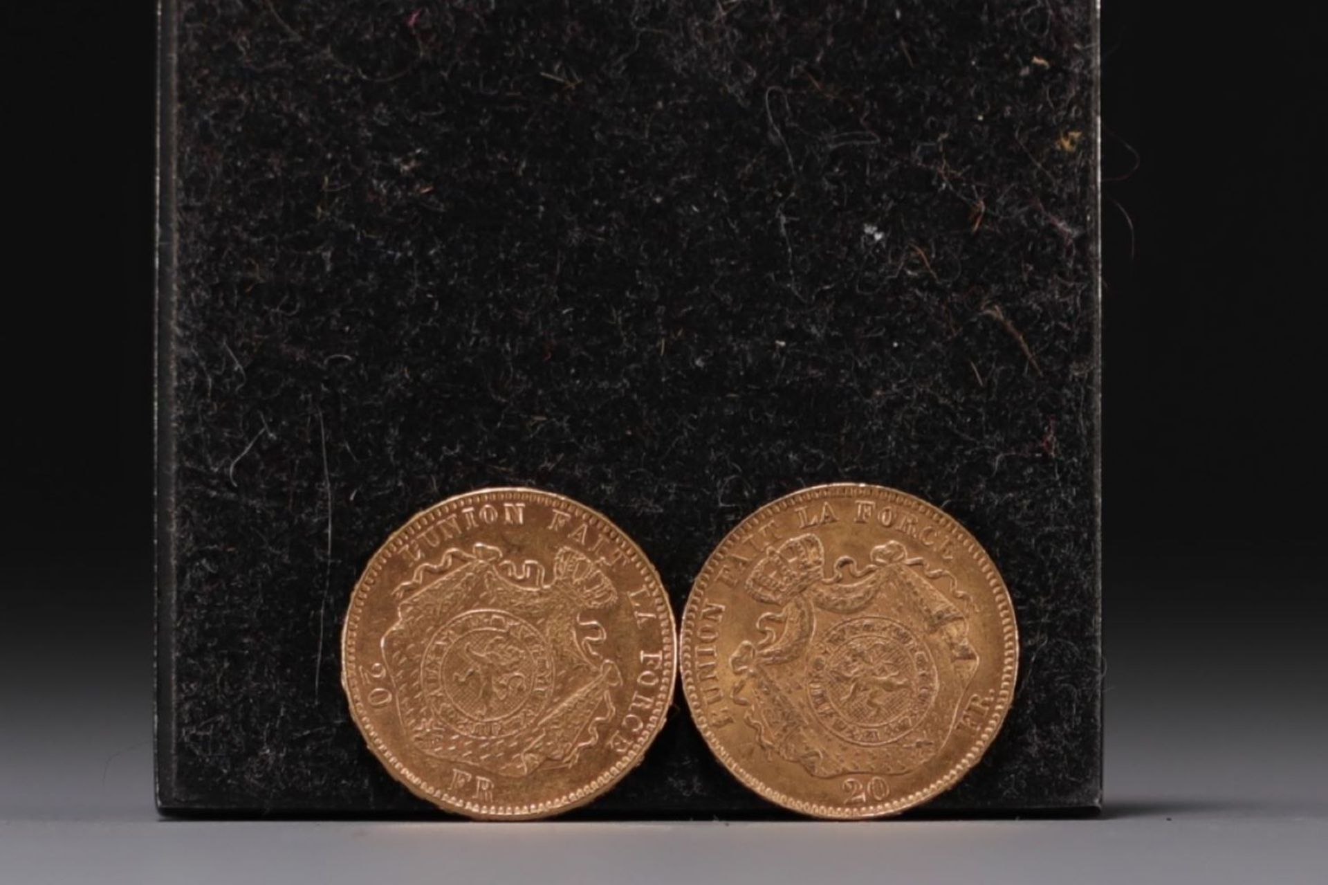 Set of two Leopold II 20 franc gold coins of 1869 and 1878. - Bild 2 aus 2