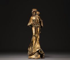 Francois Alphonse PIQUEMAL (1869-1911) "Virgin and Child" Art Nouveau bronze with golden patina, cir