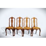Set of four Dutch marquetry chairs dating from the 18th century.