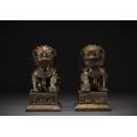 China - Pair of bronze Lions of Fo.