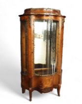 Louis XV style curved display cabinet in veneered wood and bronze, late 19th century, early 20th cen