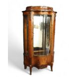 Louis XV style curved display cabinet in veneered wood and bronze, late 19th century, early 20th cen