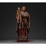 Statue de Sainte-Barbe - polychrome wooden sculpture from 18th century.