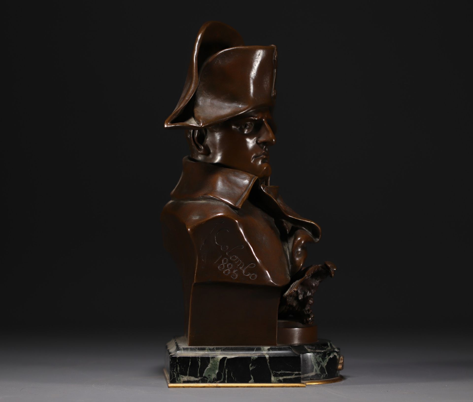 Renzo COLOMBO (1856-1885) Bust of Napoleon 1st in bronze with shaded brown patina, 1885. - Image 3 of 5