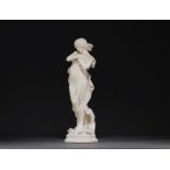 "Jeune Nymphe" Large white marble sculpture, 19th century.