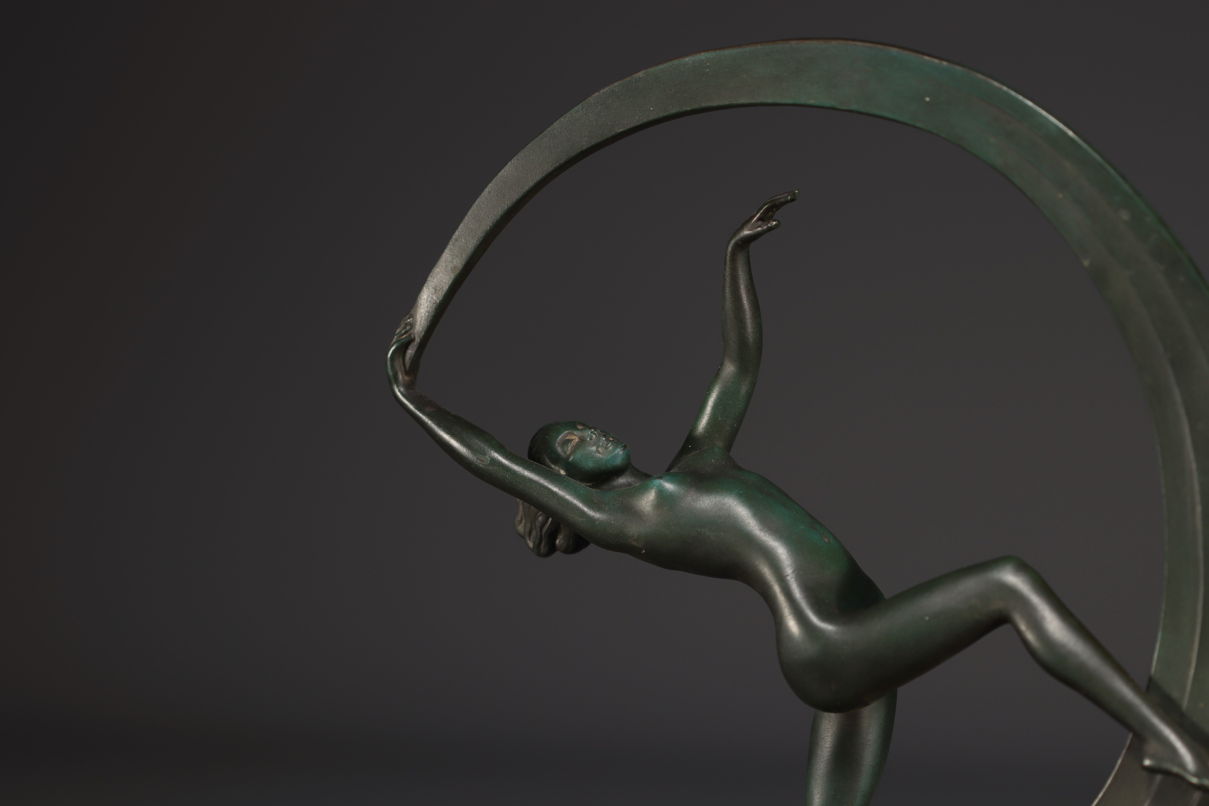 JANLE & Max Le Verrier - "Nude dancer, Bacchanal" Art Deco sculpture. - Image 4 of 4