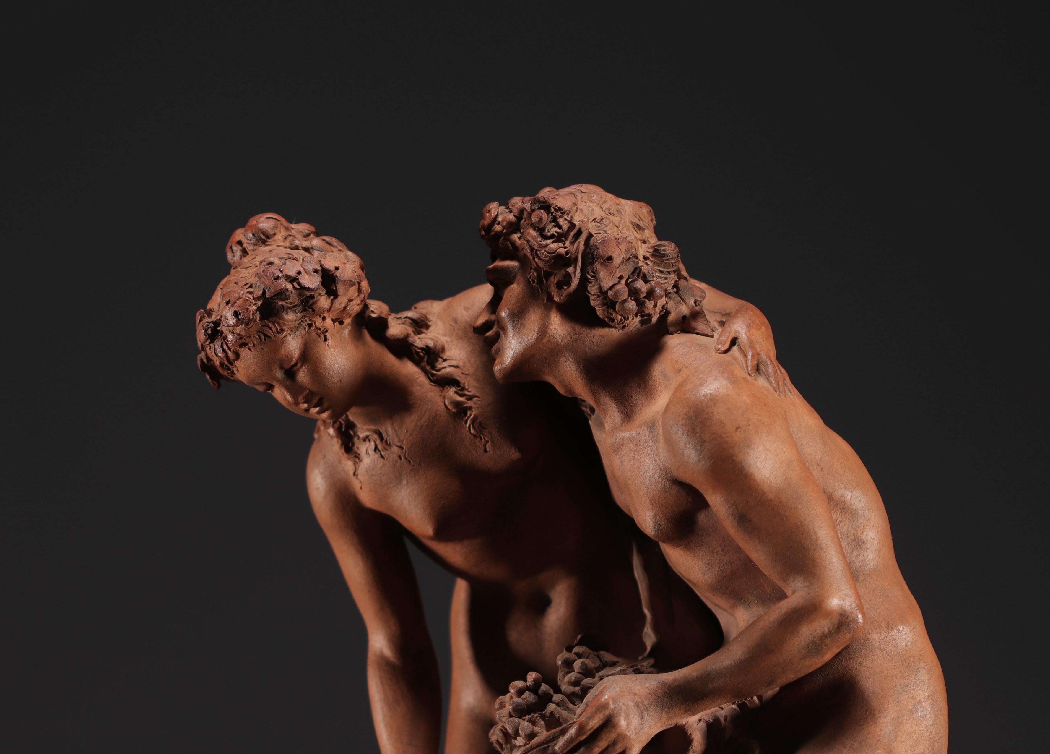 Claude Michel CLODION (1738-1814) after, "Nymph and Faun", terracotta sculpture. - Image 5 of 5