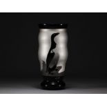 ArtVer - Glasfabriek in Boom, acid-etched vase decorated with penguins, Art Deco period.