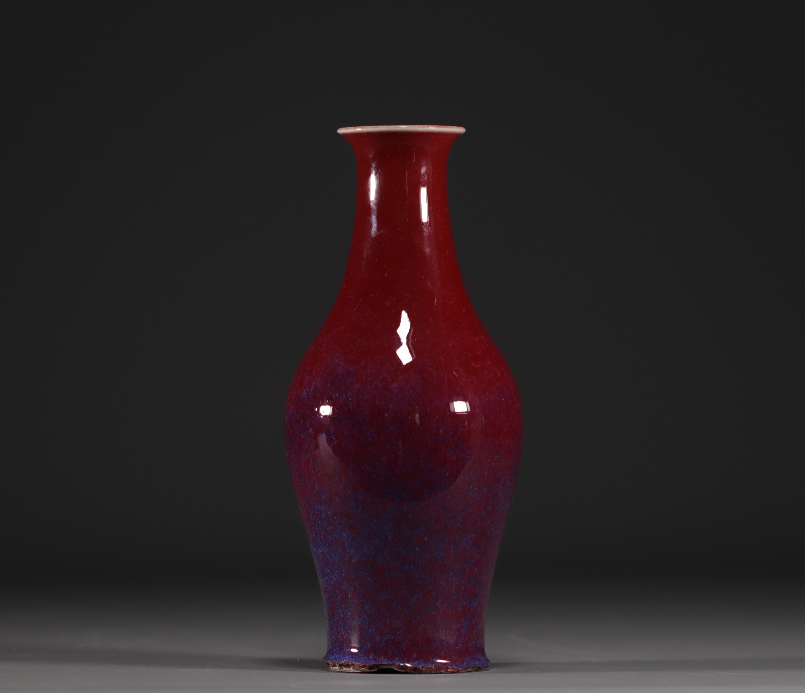 China - Flamed oxblood porcelain vase.