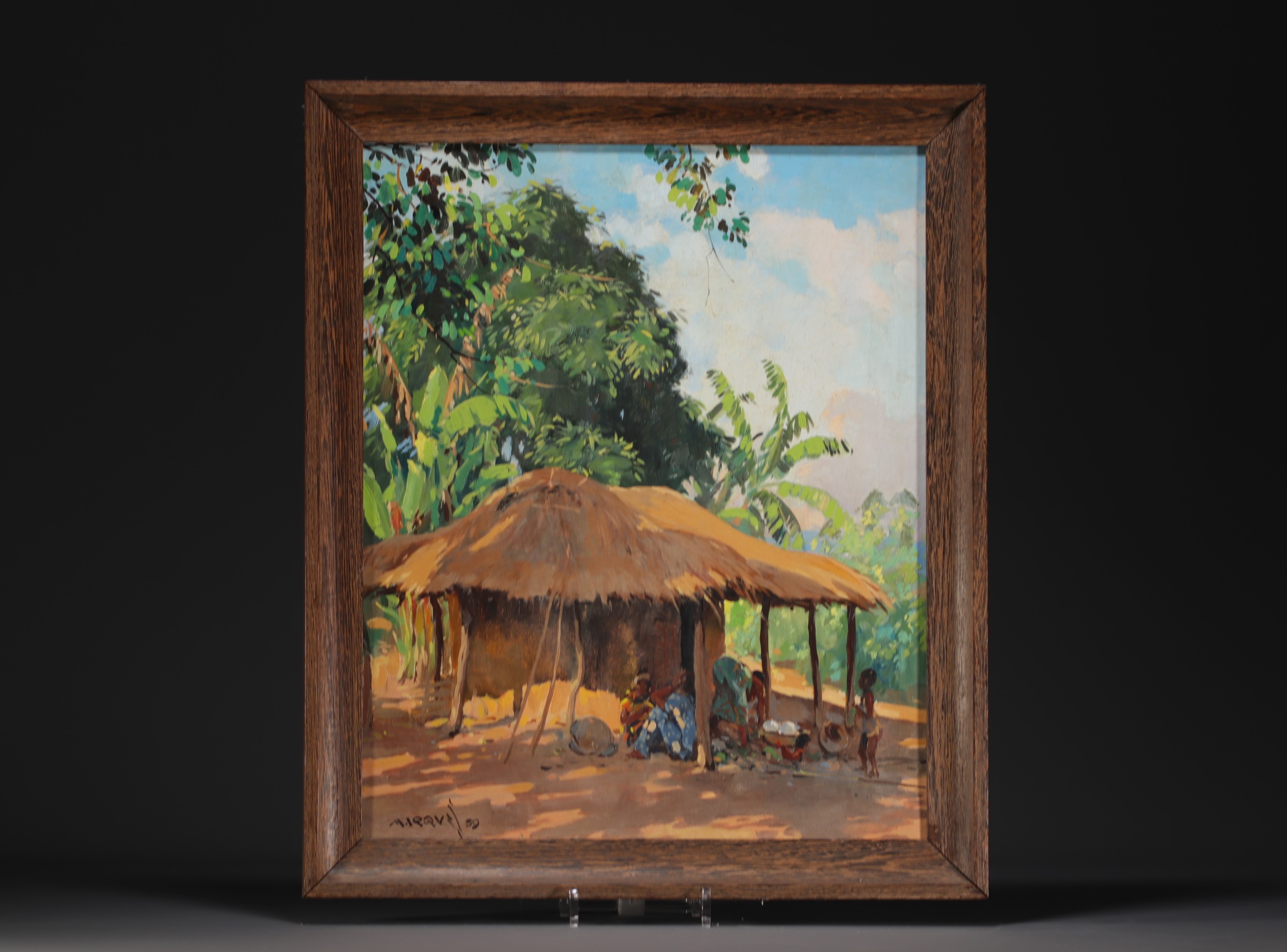 Guilherme MARQUES (1887-1960) "African Village" Oil on canvas, signed and dated 1939. - Image 2 of 2