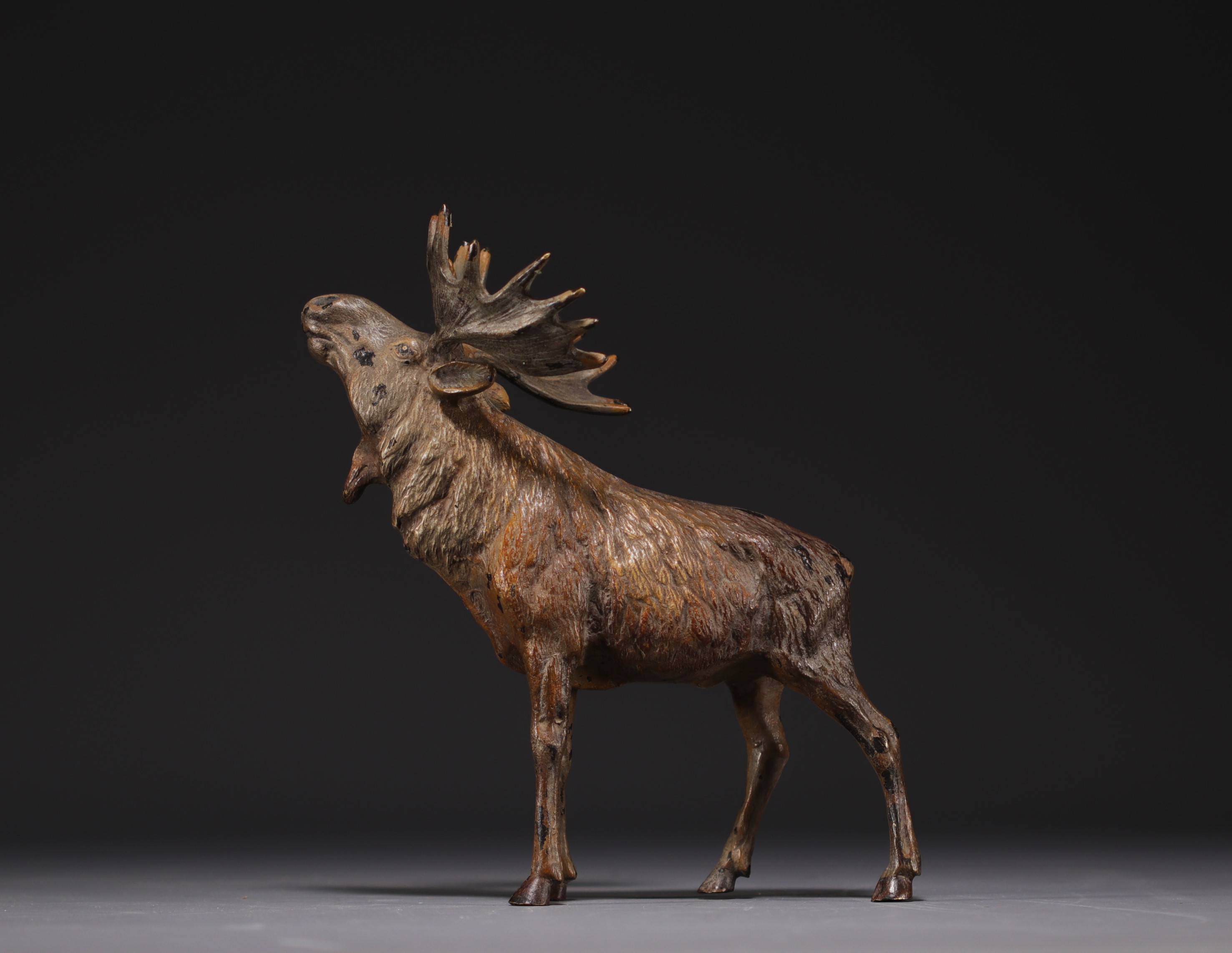 Vienna bronze elk, stamped Bergmann (?), 19th century.