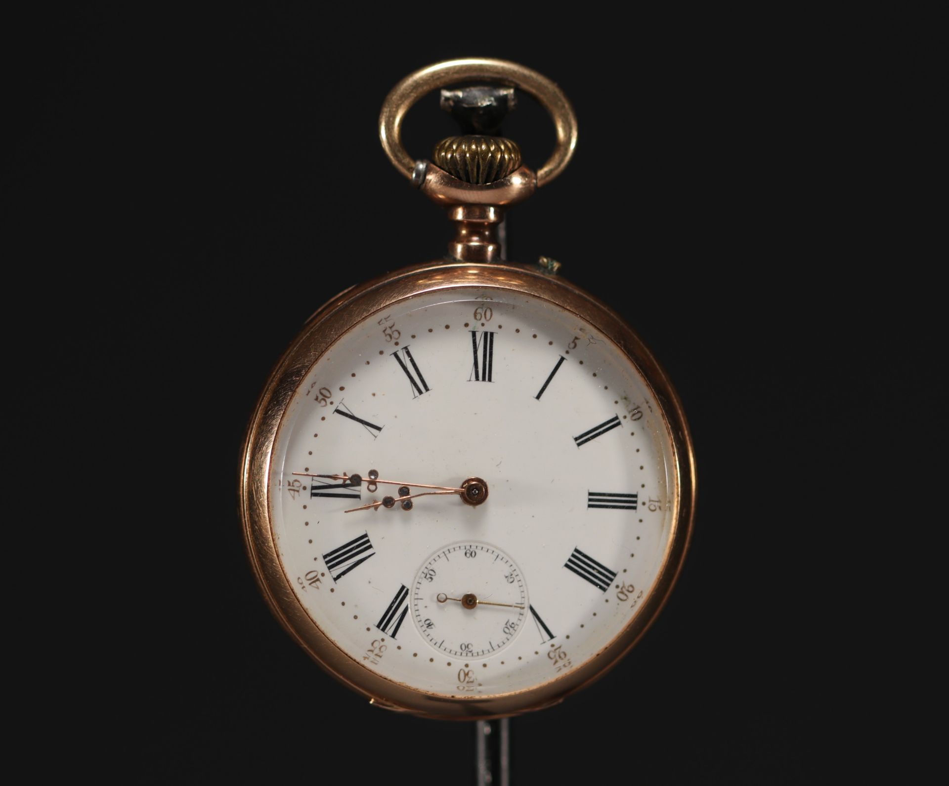 18k gold "Pateck Geneve Cylindre 10 Rubis" pocket watch, total weight 69.9 g.