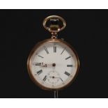 18k gold "Pateck Geneve Cylindre 10 Rubis" pocket watch, total weight 69.9 g.