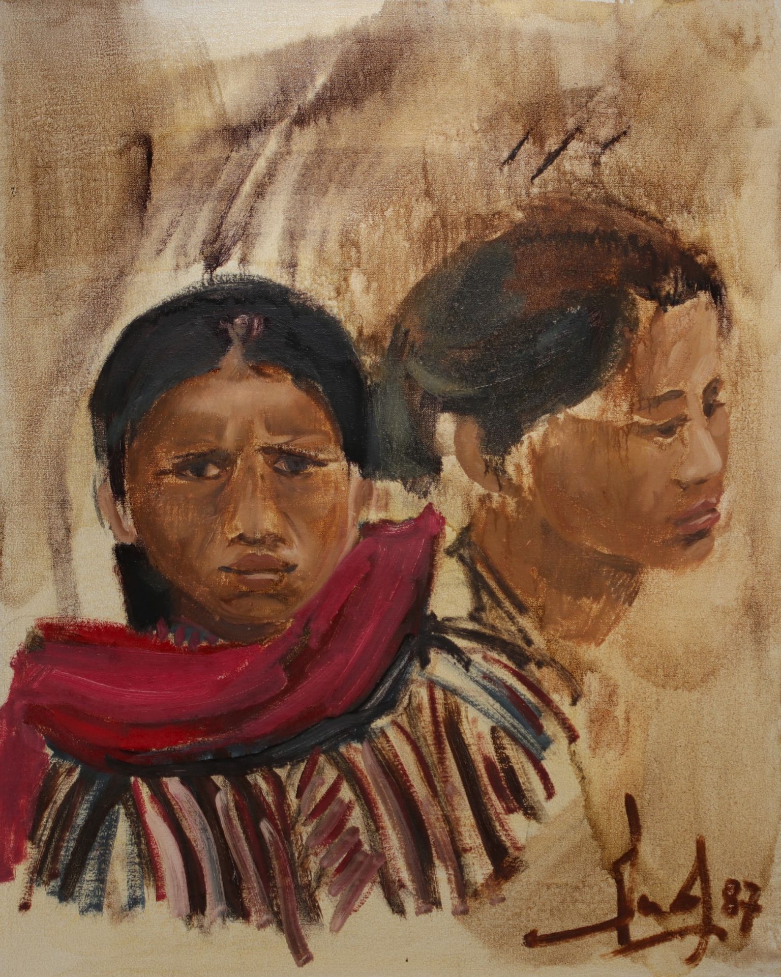 Guy DUCATE (1936- ) "Yasmina and Amalia" Oil on canvas.