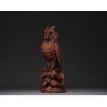 Black Forest carved walnut owl, 19th century.