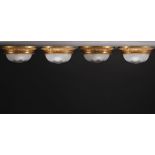 Set of four ormolu ceiling lights and cut crystal bowls.