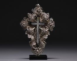 Rare filigree silver Christ on the cross, Russia, 18th century.