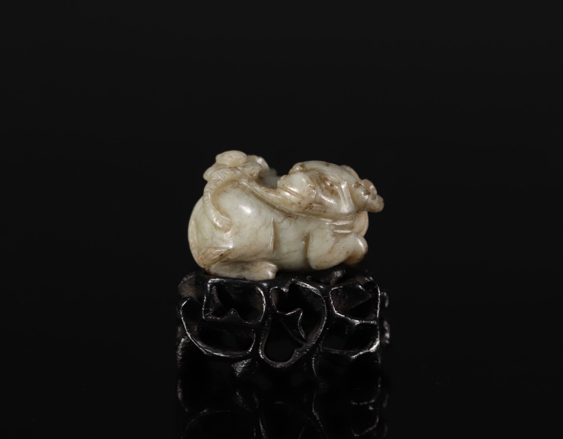 China - Carved jade buffalo, Ming period.