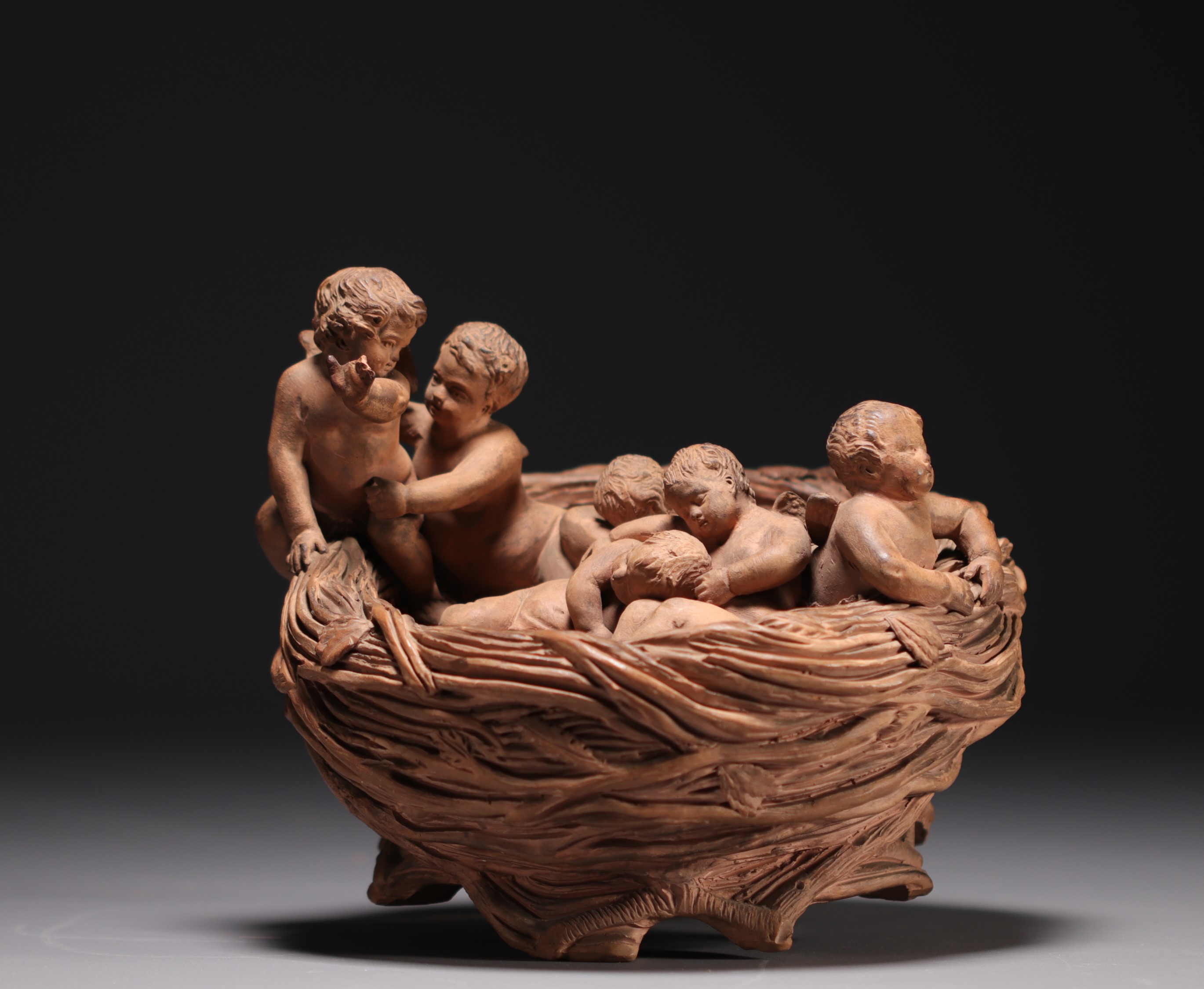 "The nest" Terracotta signed E. Aaron and dated 1877. - Image 4 of 5