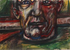 Yvon VAN DYCKE ( 1942-2000) "Portrait" Mixed media, signed and dated 1980.