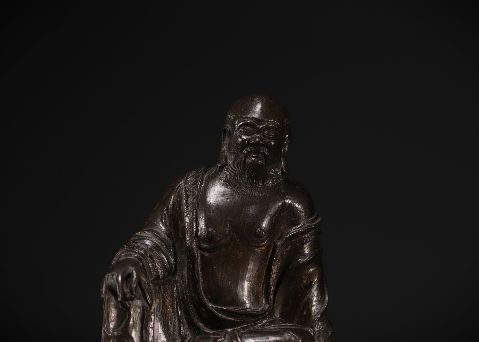 China - Bronze Buddha, trace of polychromy, 17th century. - Bild 2 aus 4