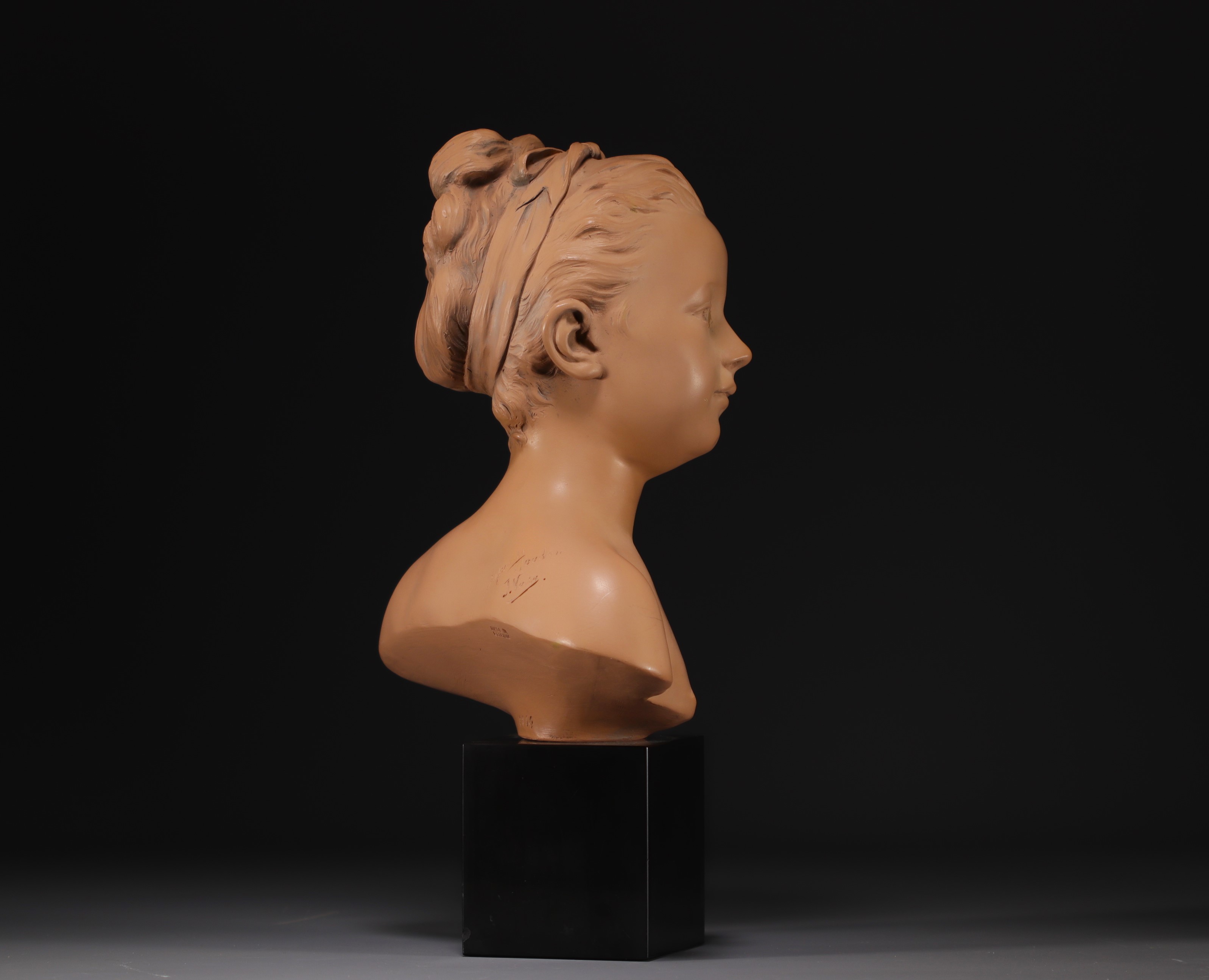 "Louise Brongniart" terracotta bust after Jean Antoine HOUDON. - Image 5 of 6