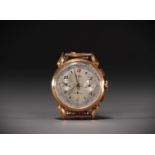 Mondor - "Doctors" Mechanical chronograph watch, complete case in 18k gold, Switzerland circa 1950.