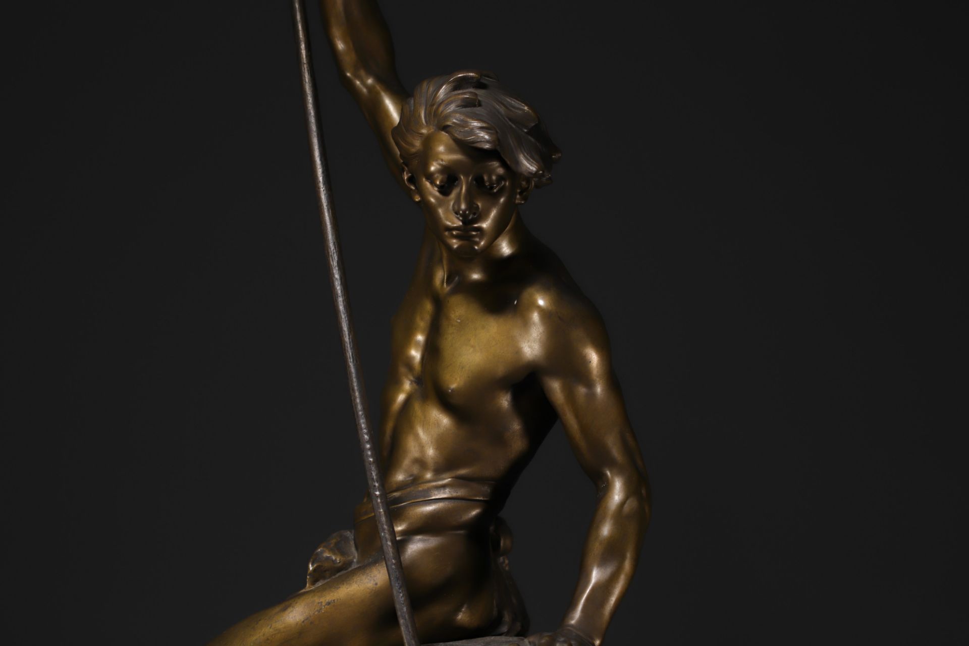 Ernest Justin FERRAND (1846-1932) "The young sinner" Sculpture in chased and patinated bronze. - Image 3 of 7