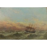 Romain STEPPE (1859-1927) "May Evening at Sea" Impressive oil on canvas, signed.